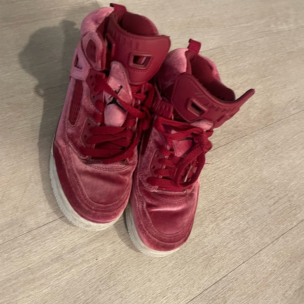 Pair of Jordan burgundy Brooklyn sneakers
